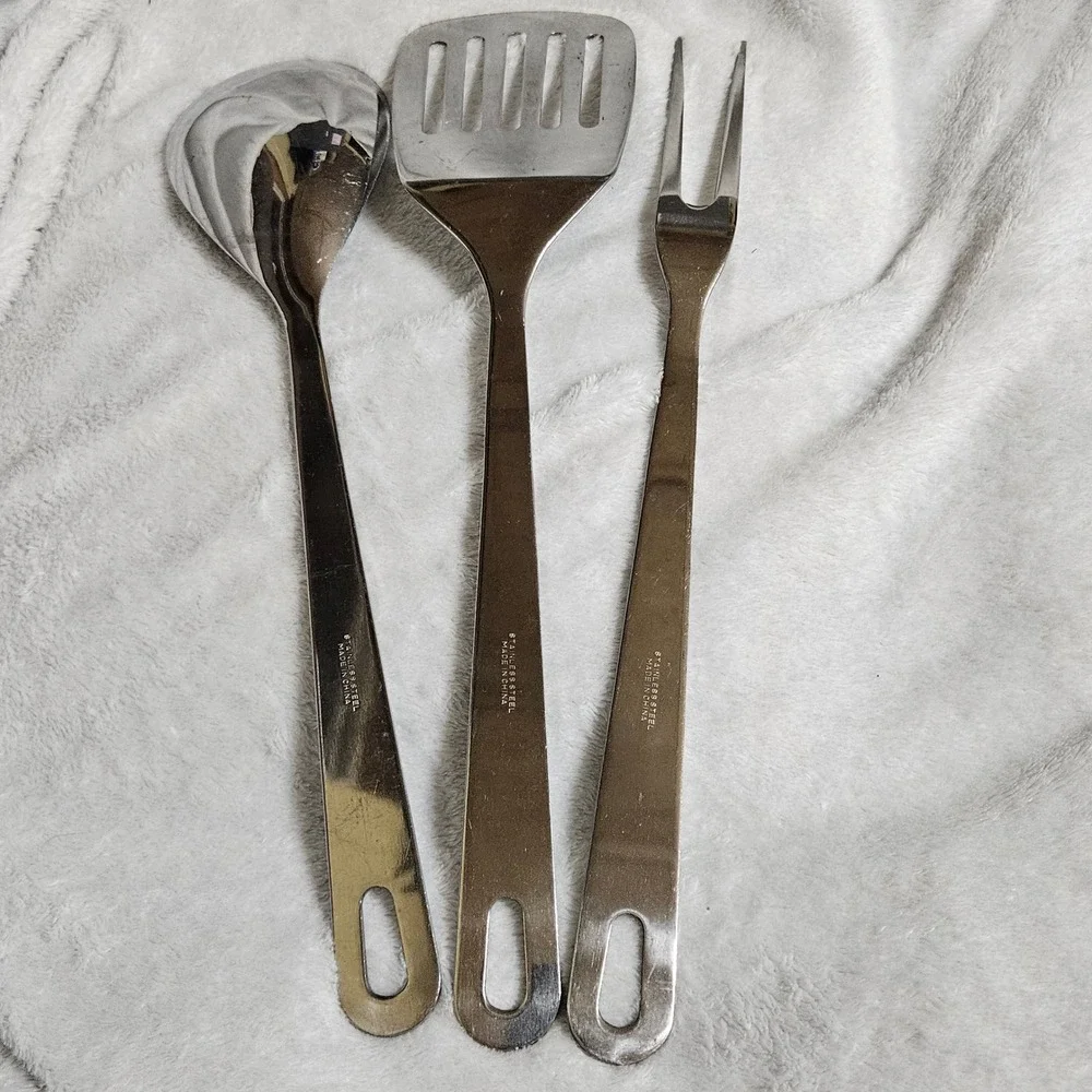 Vintage Tailor Made Stainless Steel Kitchen Utensil Set 3pc Spoon Spatula Fork